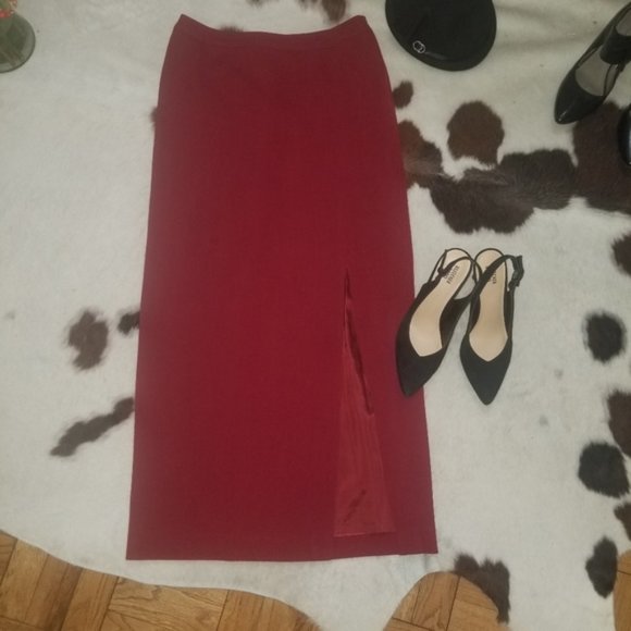 Vintage Burgundy dress skirt with a high slit